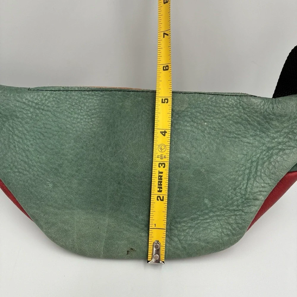Vintage Leather Belt Bag Dragons Colorblock Fanny‎ Pack